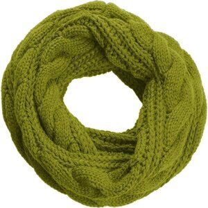 Women's Twist Greenery Olive Thick Ribbed Knit Winter Infinity Circle Loop Scarf